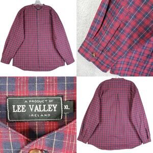 Lee Valley Ireland Shirt Plaid band collar henley sleep XL flannel Cotton